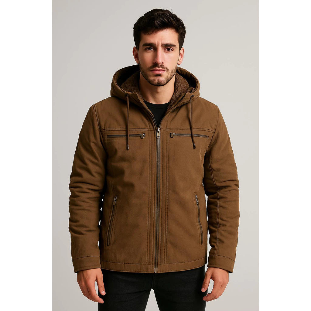 COMPRE 1 LEVE 3 | Jaqueta Sarja Masculina Com Capuz Removível Forrada | CONFORTÁVEL E EXCLUSIVA