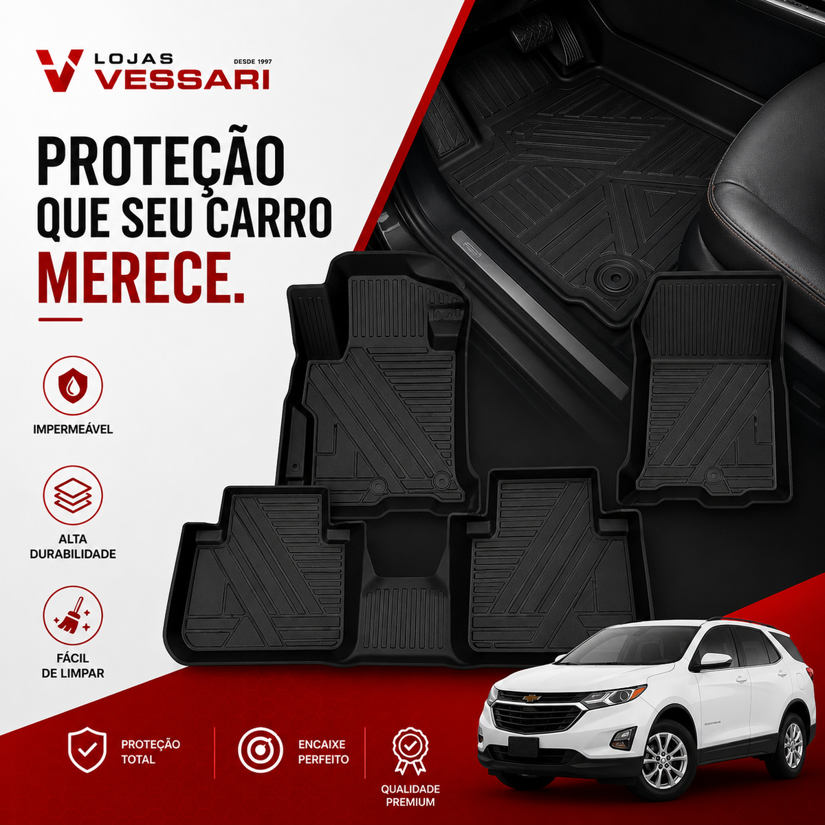Compre 1 Leve 5 | Kit Tapete Bandeja 3D Premium 5 Peças - Incluso Porta Malas | Qualidade e Durabilidade