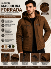 COMPRE 1 LEVE 3 | Jaqueta Sarja Masculina Com Capuz Removível Forrada | CONFORTÁVEL E EXCLUSIVA