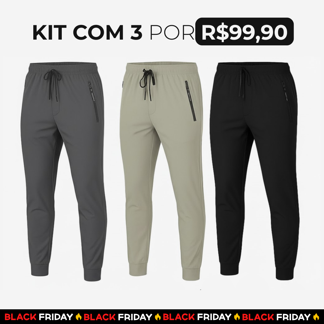 Kit 3 Calças Jogger Evolut Run | FRETE GRÁTIS