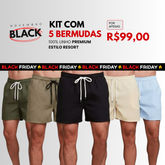 Kit Verão Essencial: 5 Bermudas de Linho | FRETE GRÁTIS