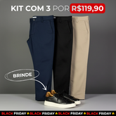 Kit 3 Calças Sarja Comfort Alfaiataria + Brinde Exclusivo | FRETE GRÁTIS