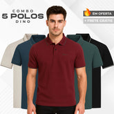Kit 5 Camisas Polo Dino Manga Curta Minimalista